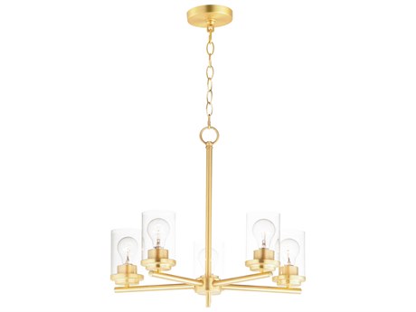 Maxim Lighting Corona 5-Light Satin Brass Glass Cylinder Chandelier