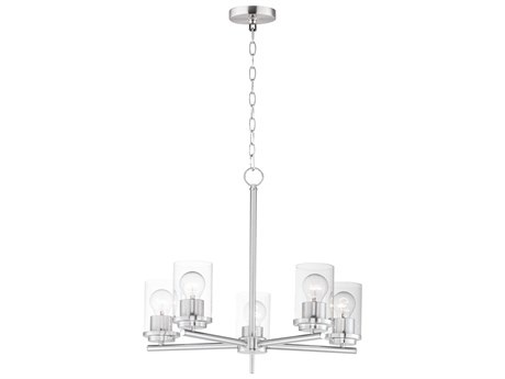 Maxim Lighting Corona 5-Light Satin Nickel Glass Cylinder Chandelier