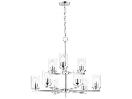 Maxim Lighting Corona 9-Light Satin Nickel Glass Cylinder Chandelier