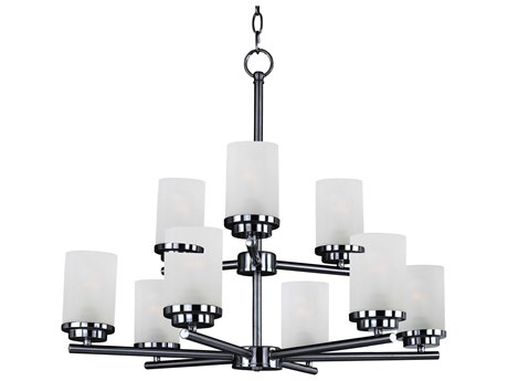 Maxim Lighting Corona 9-Light Black Glass Cylinder Chandelier