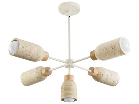 Maxim Lighting Pompeii 5-Light Travertine Oyster Off White Cylinder Chandelier