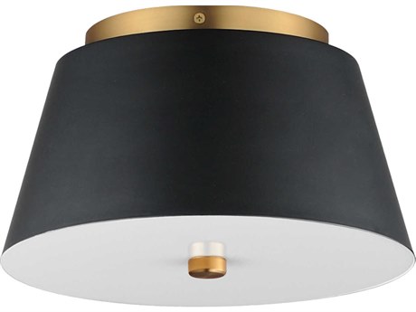 Maxim Lighting Miles 1-Light Black Natural Aged Brass Drum Flush Mount