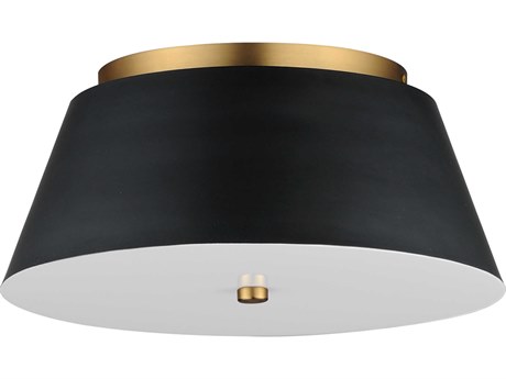 Maxim Lighting Miles 1-Light Black Natural Aged Brass Drum Flush Mount
