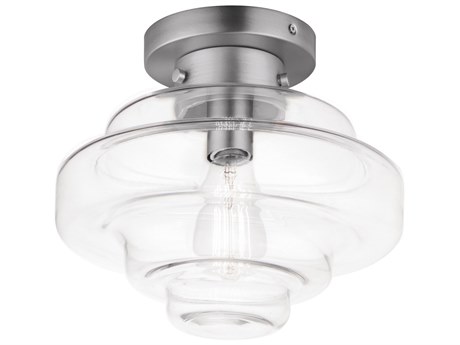Maxim Lighting Harbor 1-Light Satin Nickel Glass Bowl Flush Mount
