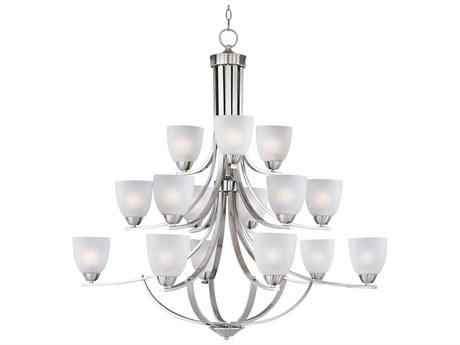 Maxim Lighting Axis 15-Light Satin Nickel Glass Bell Tiered Chandelier