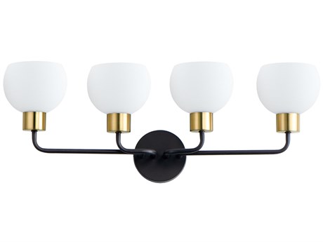 Maxim Lighting Coraline 4-Light Bronze Rupert Black Glass Vanity Light