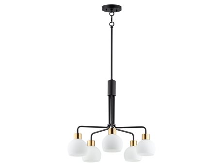 Maxim Lighting Coraline 5-Light Bronze Rupert Black Glass Chandelier