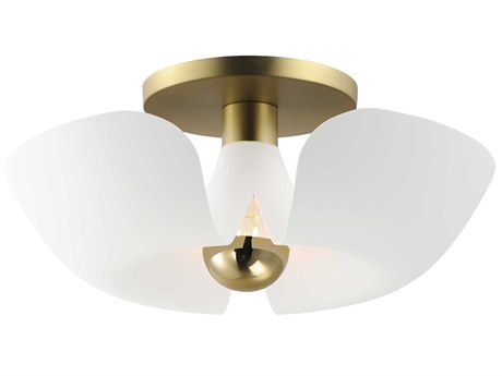 Maxim Lighting Poppy 1-Light White Satin Brass Flush Mount
