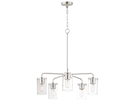 Maxim Lighting Sleek 5-Light Satin Nickel Glass Cylinder Chandelier