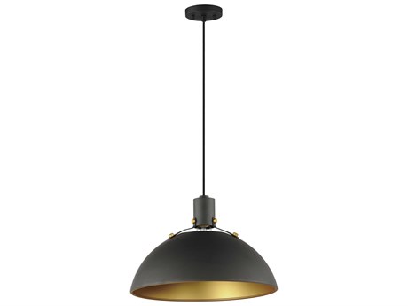 Maxim Lighting Dawn 1-Light Antique Brass Black Dome Pendant
