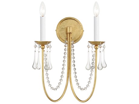 Maxim Lighting Plumette 2-Light Gold Leaf Crystal Wall Sconce
