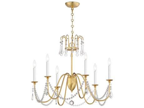 Maxim Lighting Plumette 6-Light Gold Leaf Crystal Candelabra Chandelier