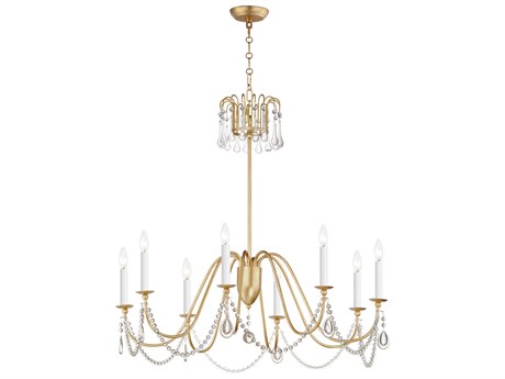 Maxim Lighting Plumette 8-Light Gold Leaf Crystal Candelabra Chandelier