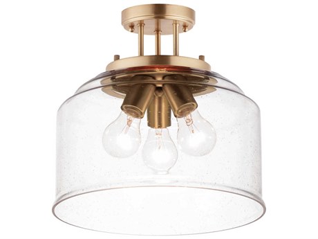 Maxim Lighting Acadia 3-Light Heritage Brass Glass Dome Semi Flush Mount