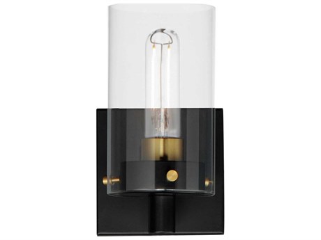 Maxim Lighting Pinn 1-Light Black Satin Brass Glass Wall Sconce