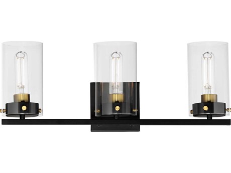 Maxim Lighting Pinn 3-Light Black Satin Brass Glass Vanity Light
