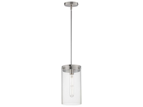 Maxim Lighting Pinn 1-Light Satin Nickel Glass Cylinder Mini Pendant