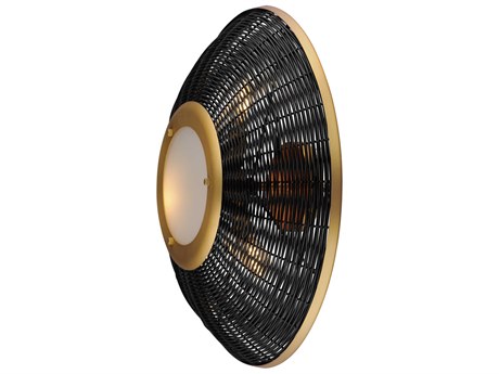 Maxim Lighting Rattan 3-Light Natural Aged Brass Wall Sconce