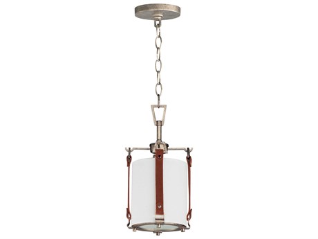 Maxim Lighting Sausalito 1-Light Weathered Zinc Brown Suede Glass Cylinder Mini Pendant