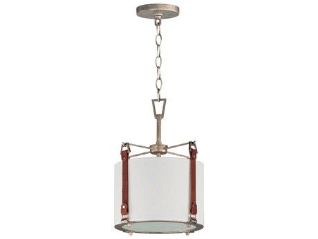 Maxim Lighting Sausalito 1-Light Weathered Zinc Brown Suede Glass Drum Mini Pendant