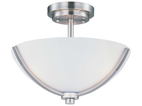 Maxim Lighting Deven 3-Light Satin Nickel Glass Bowl Semi Flush Mount
