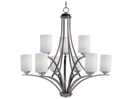 Maxim Lighting Deven 9-Light Oil Rubbed Bronze Glass Cylinder Tiered Chandelier