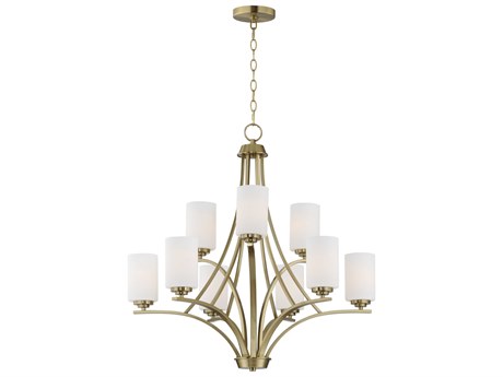 Maxim Lighting Deven 9-Light Satin Brass Glass Cylinder Chandelier