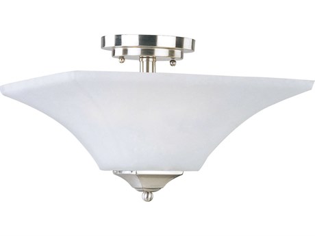 Maxim Lighting Aurora 2-Light Satin Nickel Glass Bell Semi Flush Mount