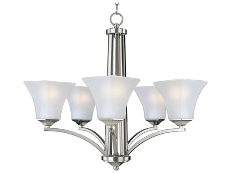 Maxim Lighting Aurora 5-Light Satin Nickel Glass Bell Chandelier