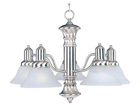 Maxim Lighting Newburg 5-Light Satin Nickel Glass Bell Chandelier