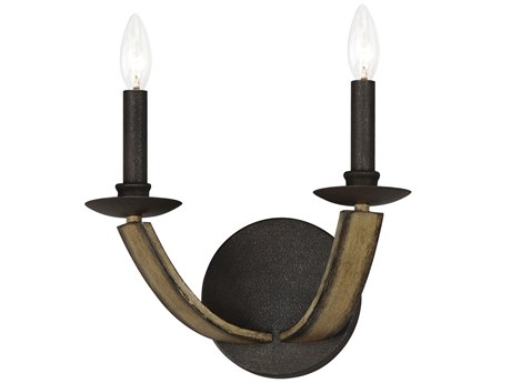 Maxim Lighting Basque 2-Light Driftwood Anthracite Brown Wall Sconce