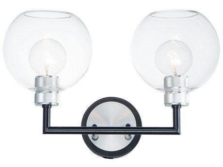 Maxim Lighting Vessel 2-Light Black Brushed Aluminum Clear Glass Vanity Light