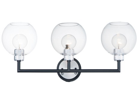 Maxim Lighting Vessel 3-Light Black Brushed Aluminum Clear Glass Vanity Light