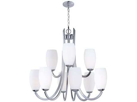 Maxim Lighting Taylor 9-Light Satin Nickel Glass Bell Tiered Chandelier