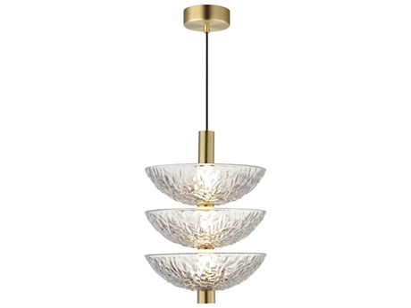 Maxim Lighting Metropolis 3-Light Satin Brass Glass LED Bowl Mini Pendant