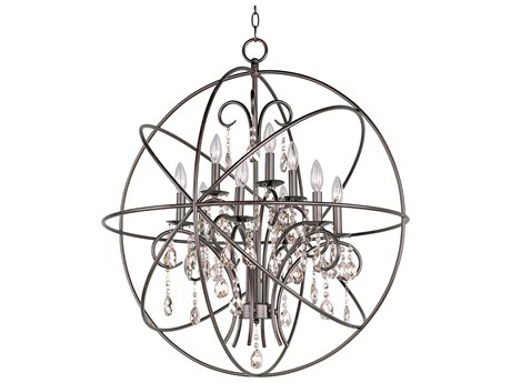Maxim Lighting Orbit 9-Light Oil Rubbed Bronze Crystal Glass Candelabra Globe Chandelier