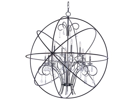 Maxim Lighting Orbit 12-Light Anthracite Polished Nickel Crystal Candelabra Globe Chandelier