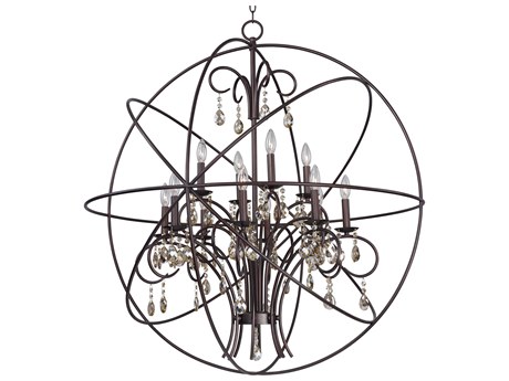 Maxim Lighting Orbit 12-Light Oil Rubbed Bronze Crystal Candelabra Globe Chandelier
