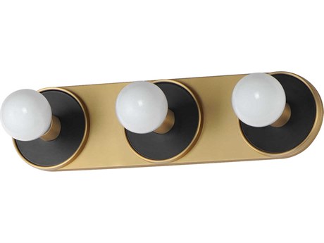 Maxim Lighting Hollywood 3-Light Black Natural Aged Brass Vanity Light