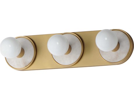 Maxim Lighting Hollywood 3-Light Whit Alabaster Natural Aged Brass Vanity Light