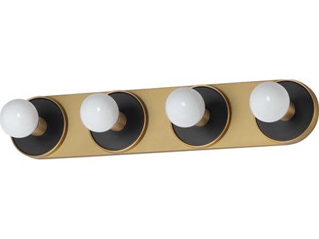 Maxim Lighting Hollywood 4-Light Black Natural Aged Brass Vanity Light