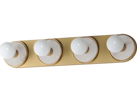 Maxim Lighting Hollywood 4-Light Whit Alabaster Natural Aged Brass Vanity Light