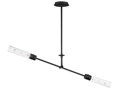 Maxim Lighting Equilibrium 2-Light Black Glass LED Cylinder Linear Island Pendant