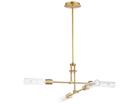 Maxim Lighting Equilibrium 4-Light Natural Aged Brass Glass LED Cylinder Linear Pendant