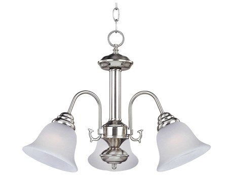 Maxim Lighting Malaga 3-Light Satin Nickel Glass Bell Chandelier