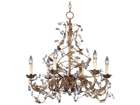 Maxim Lighting Elegante 6-Light Etruscan Gold Crystal Candelabra Globe Chandelier