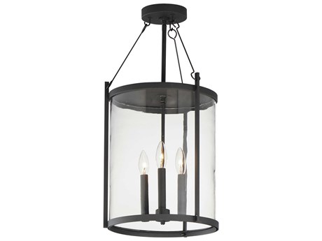 Maxim Lighting Belfry 3-Light Black Glass Cylinder Pendant