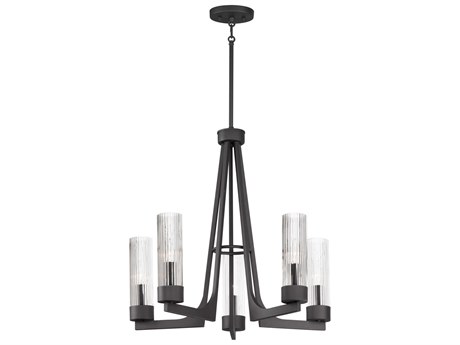 Maxim Lighting Delos 5-Light Anthracite Black Glass Cylinder Chandelier