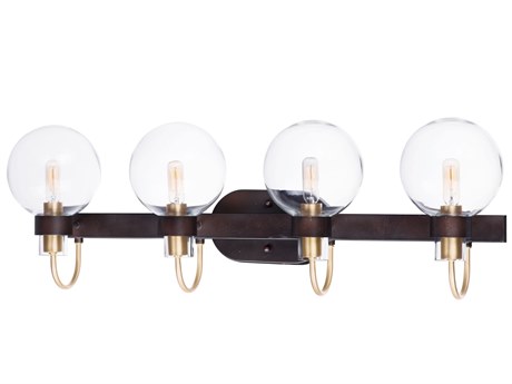 Maxim Lighting Bauhaus 4-Light Bronze Satin Brass Glass Vanity Light