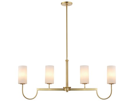 Maxim Lighting Town And Country 4-Light Satin Brass Glass Cylinder Island Pendant